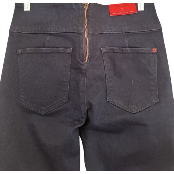 SPANX Signature Waist Slim Boot Cut Jeans Black Back Zipper, sz 28"x33" New - Picture 3 of 8